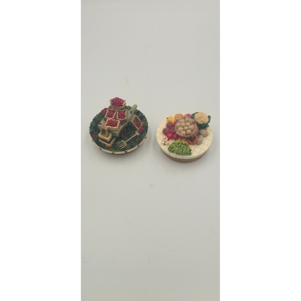 Unbranded Miniature Farm Figurines Set 2 Multicolor Good Harvest Market Cart